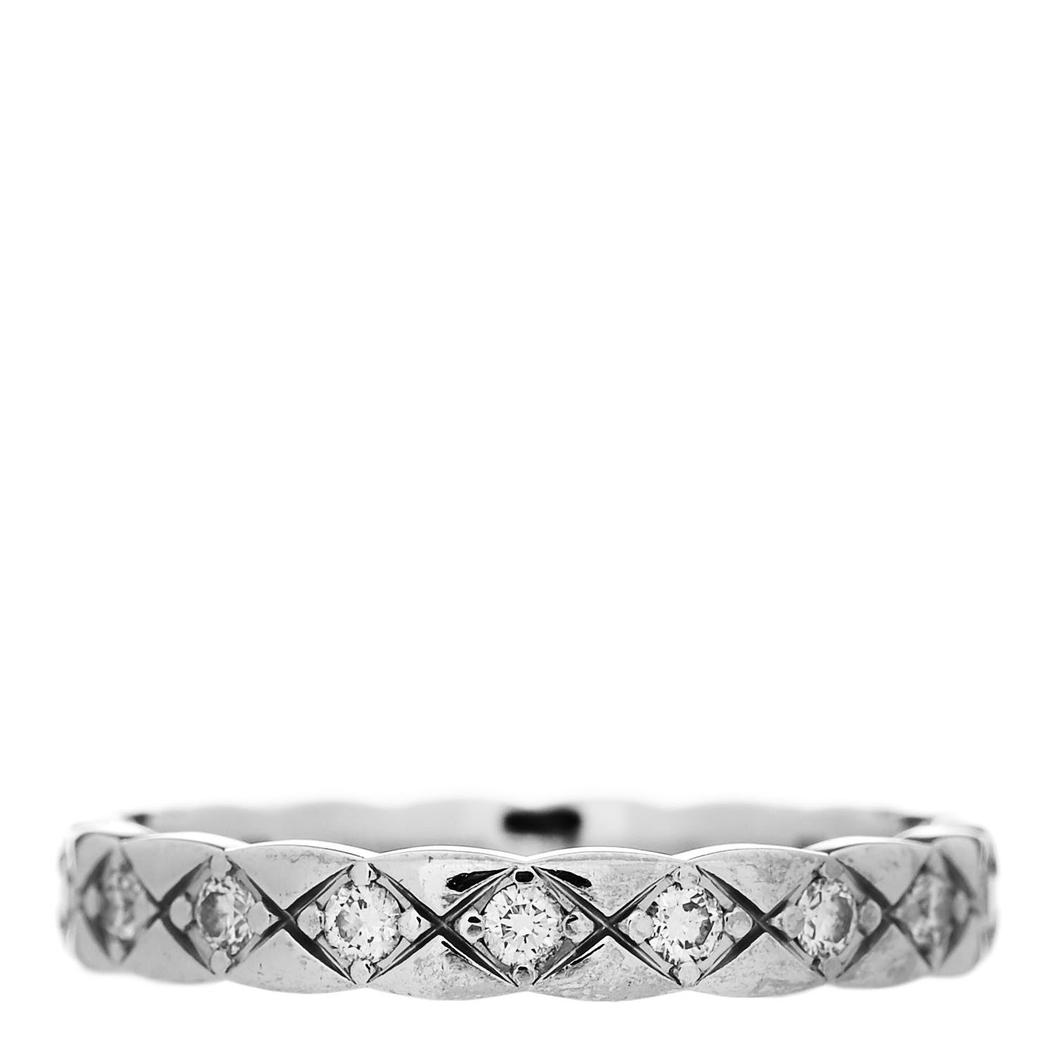 Chanel 18K White Gold Diamond Mini Coco Crush Ring 53 6.25 3 of 4