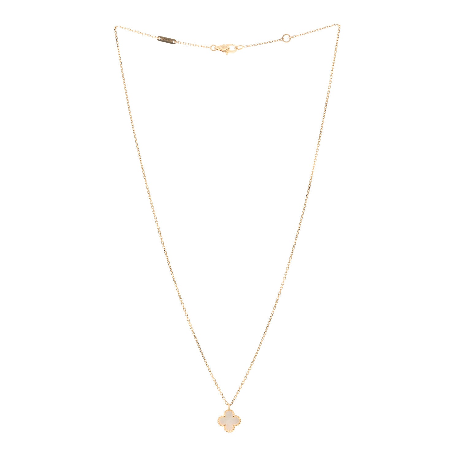 Van Cleef & Arpels 18K Yellow Gold Mother of Pearl Sweet Alhambra Pendant Necklace 3 of 4