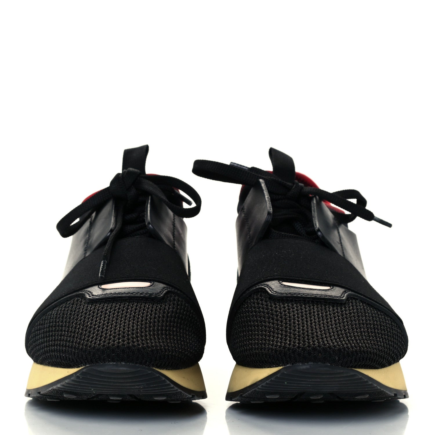 Balenciaga Calfskin Neoprene Mesh Suede Race Runner Sneakers 41 Black Yellow 2 of 10