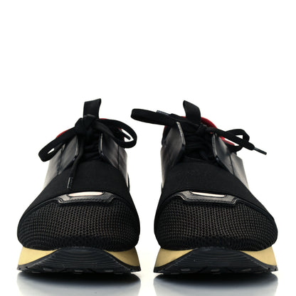 Balenciaga Calfskin Neoprene Mesh Suede Race Runner Sneakers 41 Black Yellow 2 of 10