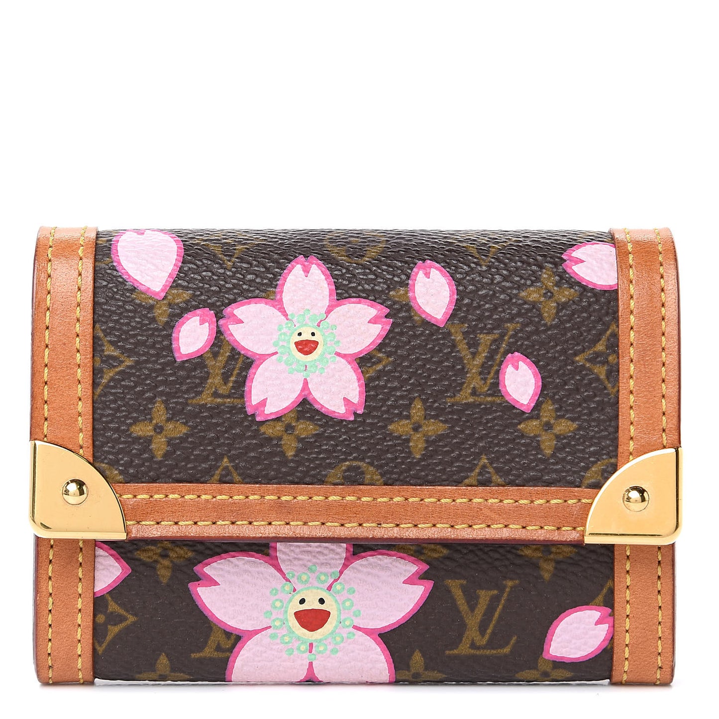 Monogram Cherry Blossom Porte-Monnaie Plat Coin Purse Brown
