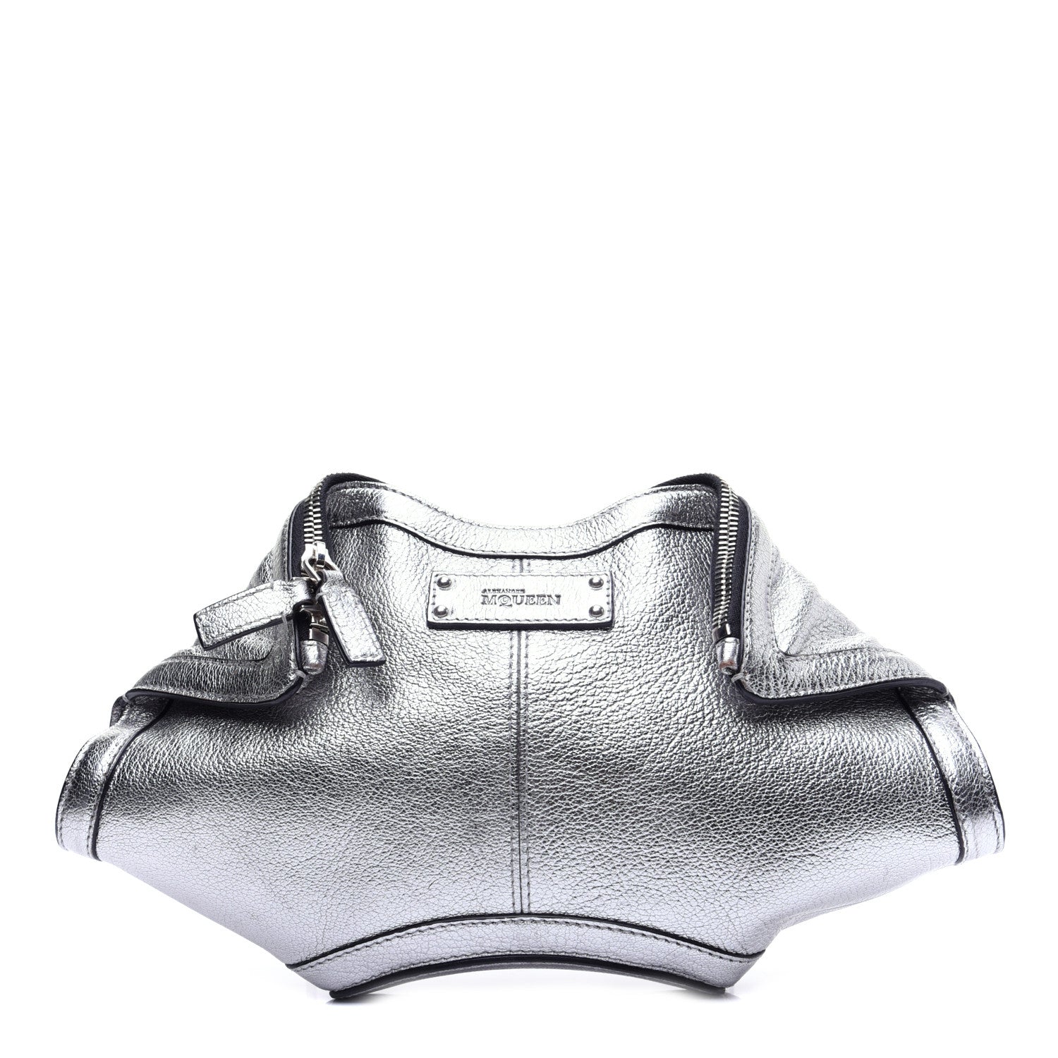 Alexander McQueen Metallic Lambskin De Manta Clutch Gun 1 of 11