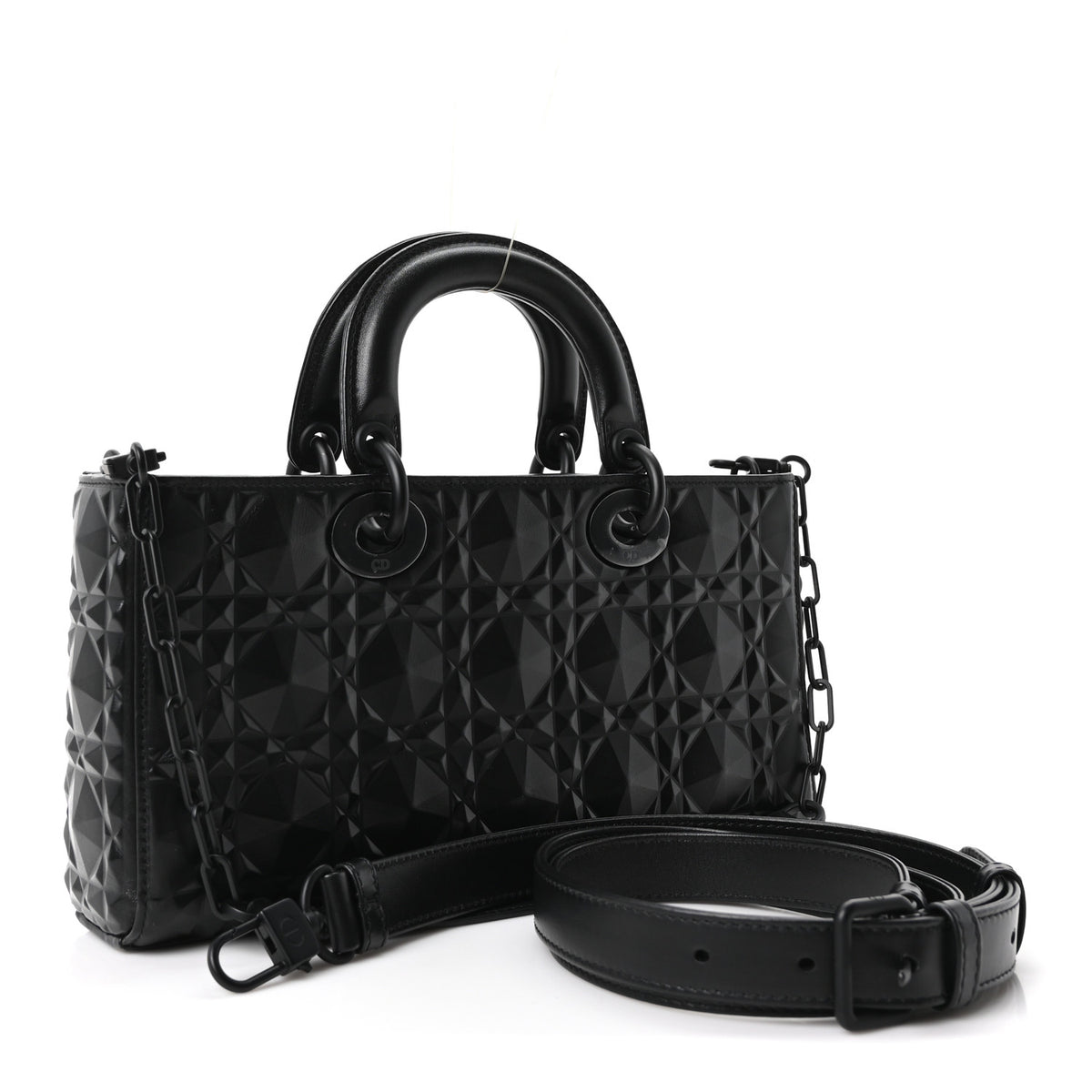 Christian Dior Calfskin Cannage Diamond Medium Lady D-Joy Black 3 of 11