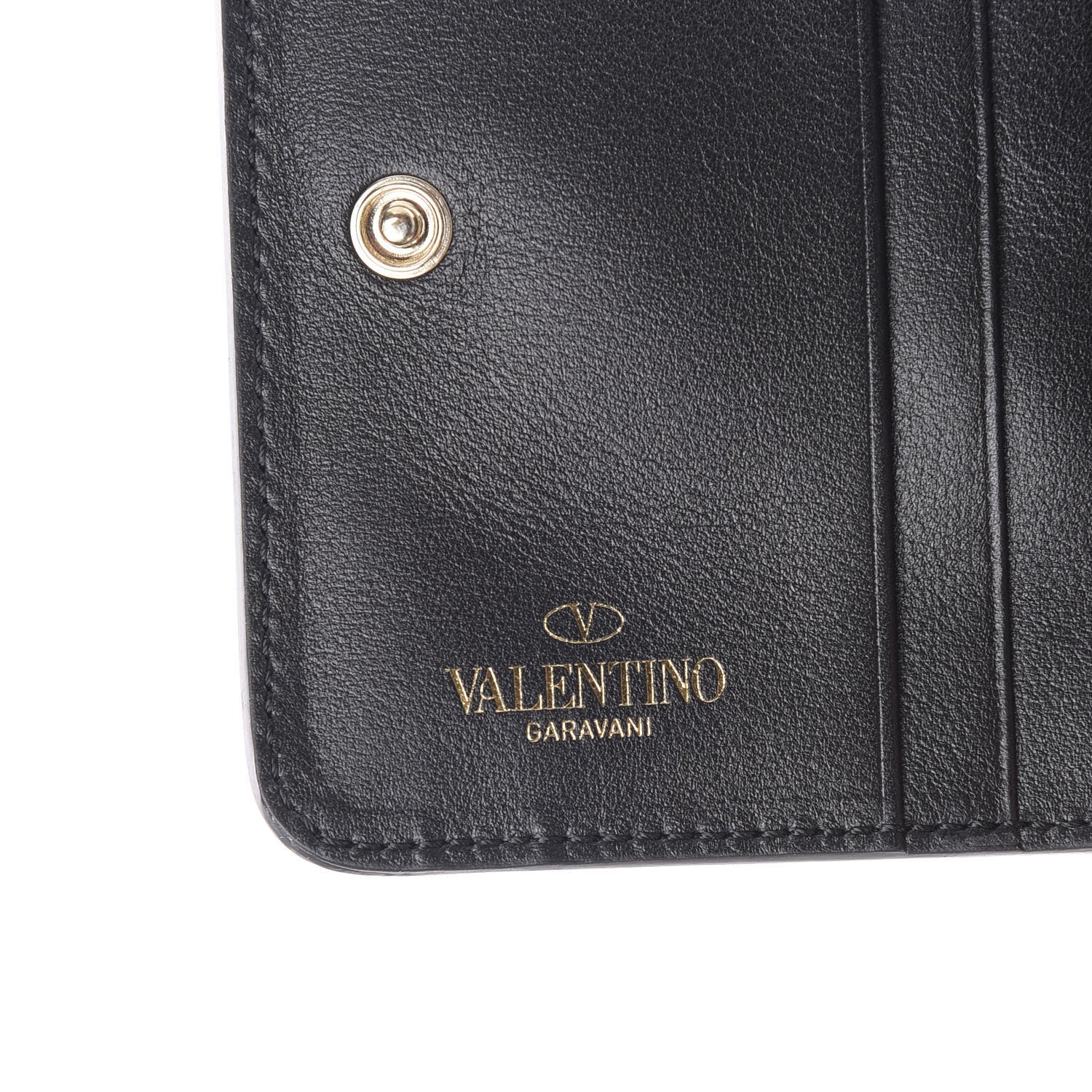 Valentino Garavani Vitello Rockstud Compact Zip Around Wallet Black 6 of 8