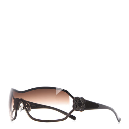 Chanel Swarovski Crystal Camellia CC Sunglasses 4164-B Bronze 1 of 8