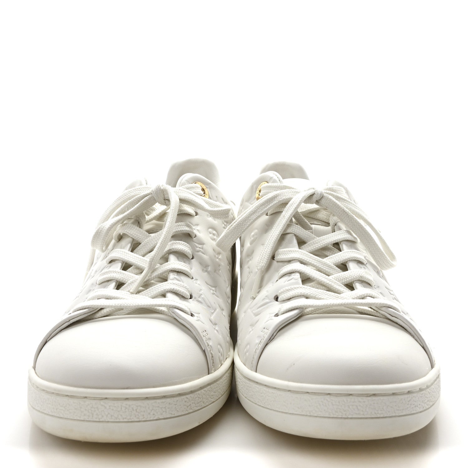 Louis Vuitton Calfskin Monogram Embossed Front Row Sneakers 40 White 3 of 10