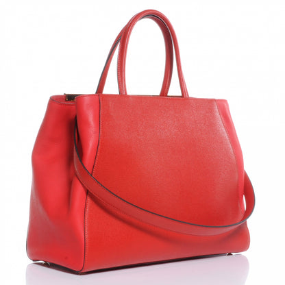 Fendi Vitello Elite Flamingo Regular 2Jours Tote Rosso Fiamma 3 of 9