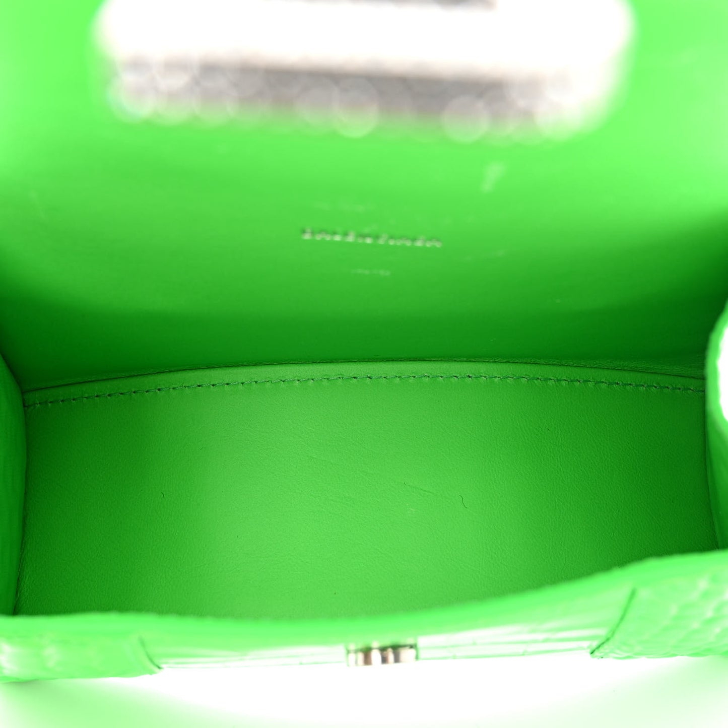 Shiny Calfskin Strass Crocodile Embossed Hourglass Top Handle Bag XS Fluo Green