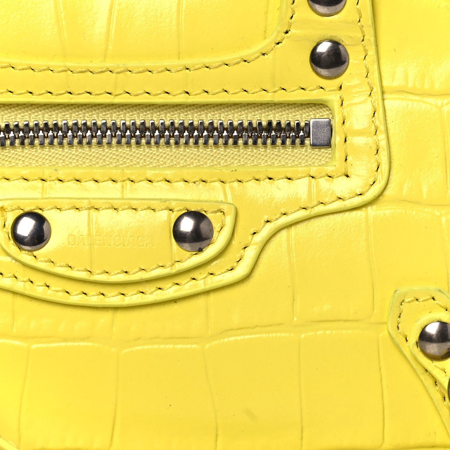 Balenciaga Calfskin Crocodile Embossed Neo Classic Hardware Nano City Crossbody Light Yellow 7 of 12