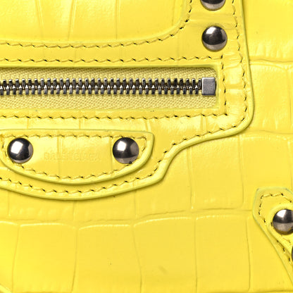Balenciaga Calfskin Crocodile Embossed Neo Classic Hardware Nano City Crossbody Light Yellow 7 of 12