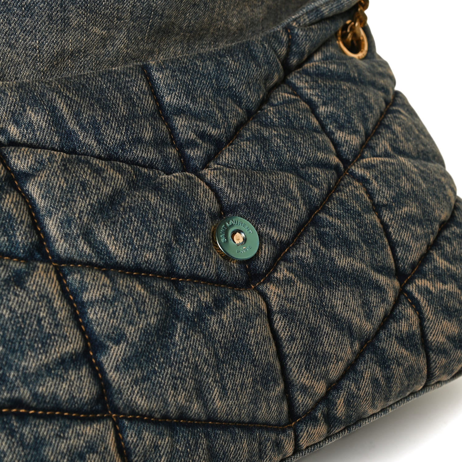 Saint Laurent Denim Quilted Small Loulou Puffer Monogram Chain Satchel Rodeo Blue 11 of 13