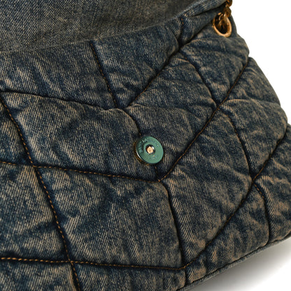 Saint Laurent Denim Quilted Small Loulou Puffer Monogram Chain Satchel Rodeo Blue 11 of 13