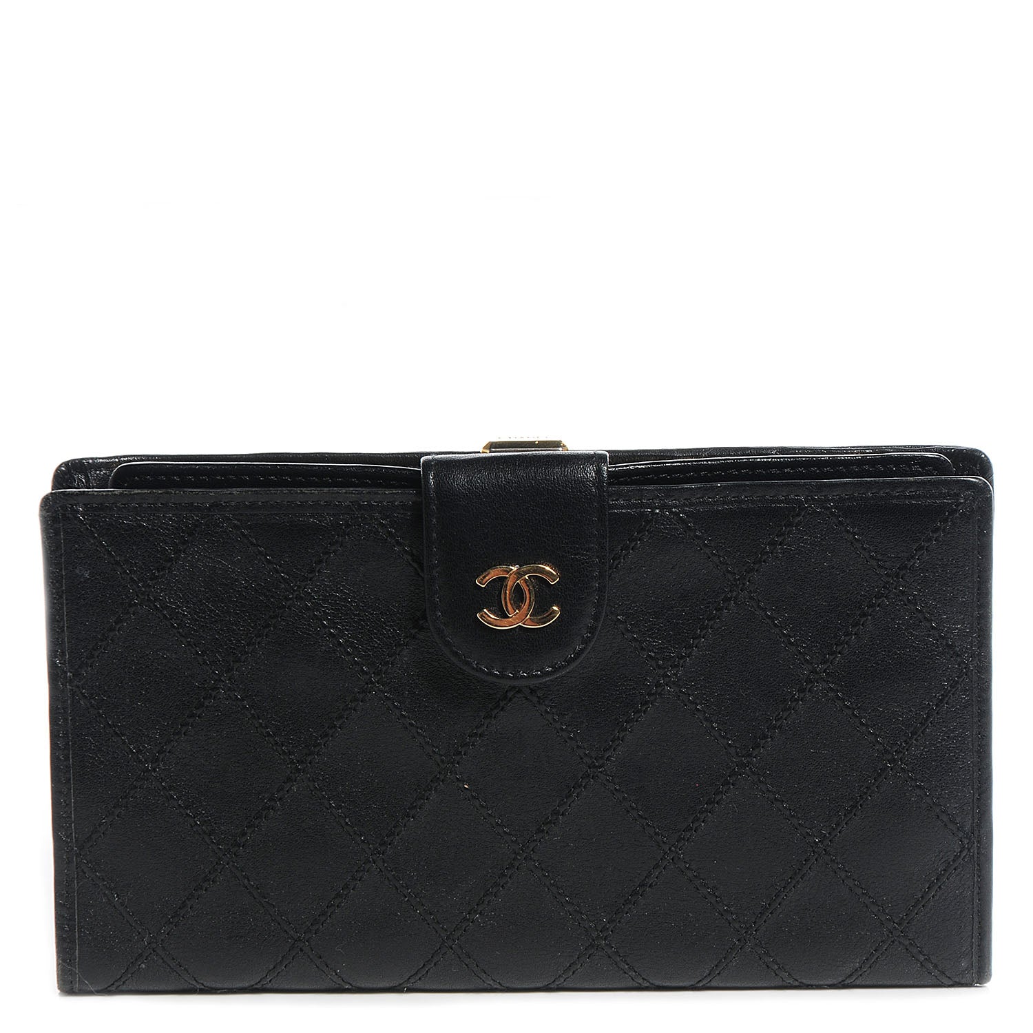Chanel Lambskin Diamond Stitch French Wallet Black 1 of 7