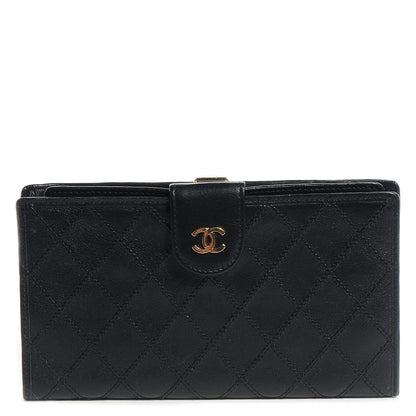 Chanel Lambskin Diamond Stitch French Wallet Black 1 of 7