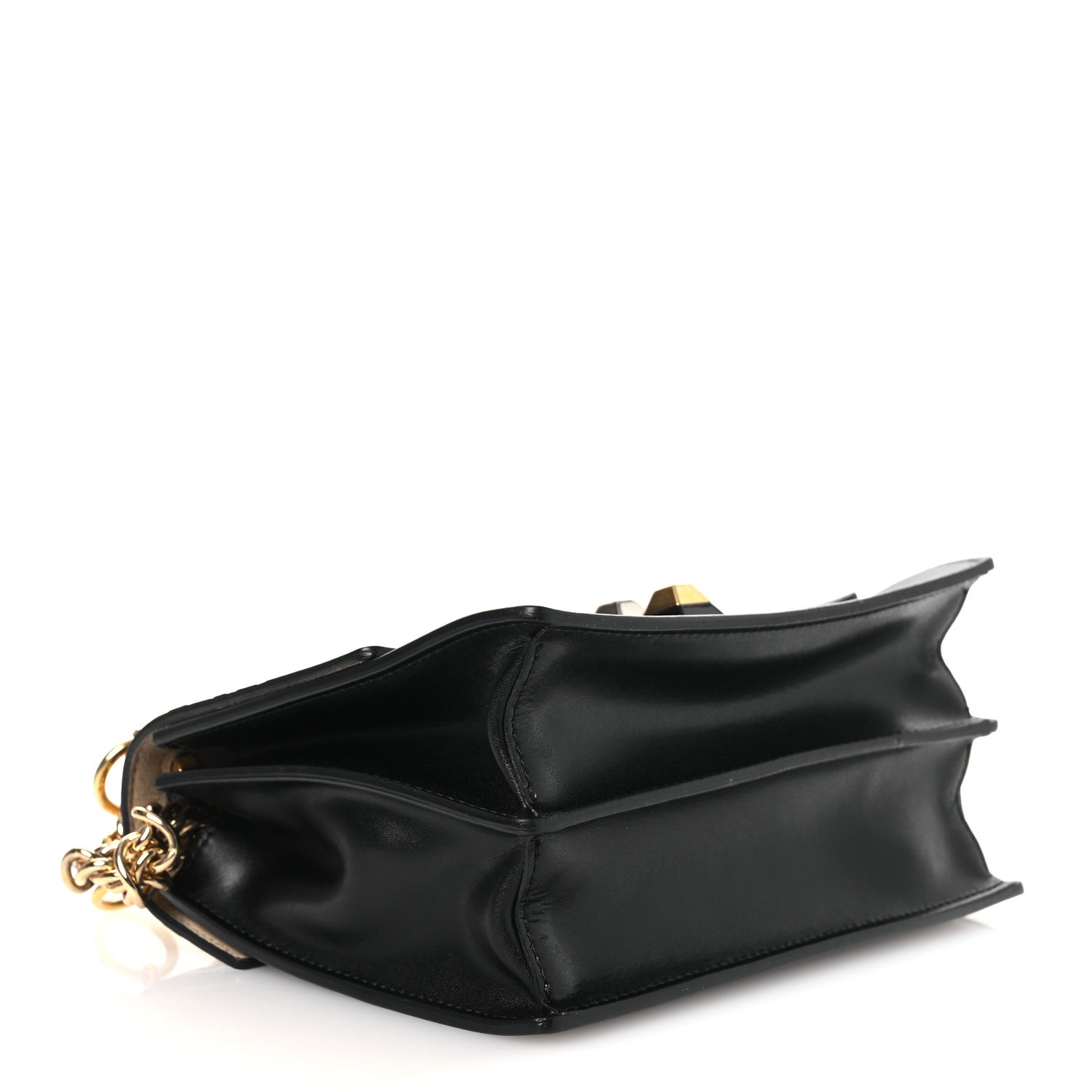 Fendi Vitello Liberty Bi-Color FF 1974 Embossed Small Kan I Shoulder Bag Black Maya 4 of 14