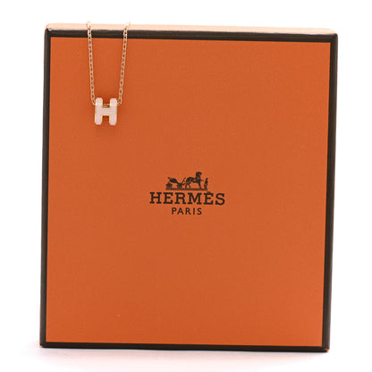 Hermes Lacquered Gold Mini Pop H Pendant Necklace Rose Dragee 8 of 8