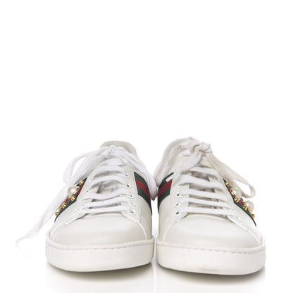 Gucci Calfskin Web Pearl Studded Womens Ace Sneakers 39.5 White 2 of 8