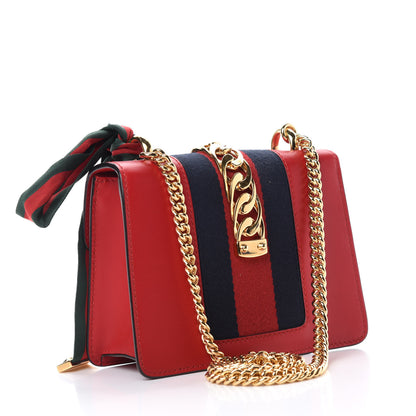 Gucci Calfskin Mini Sylvie Chain Shoulder Bag Hibiscus Red 3 of 11