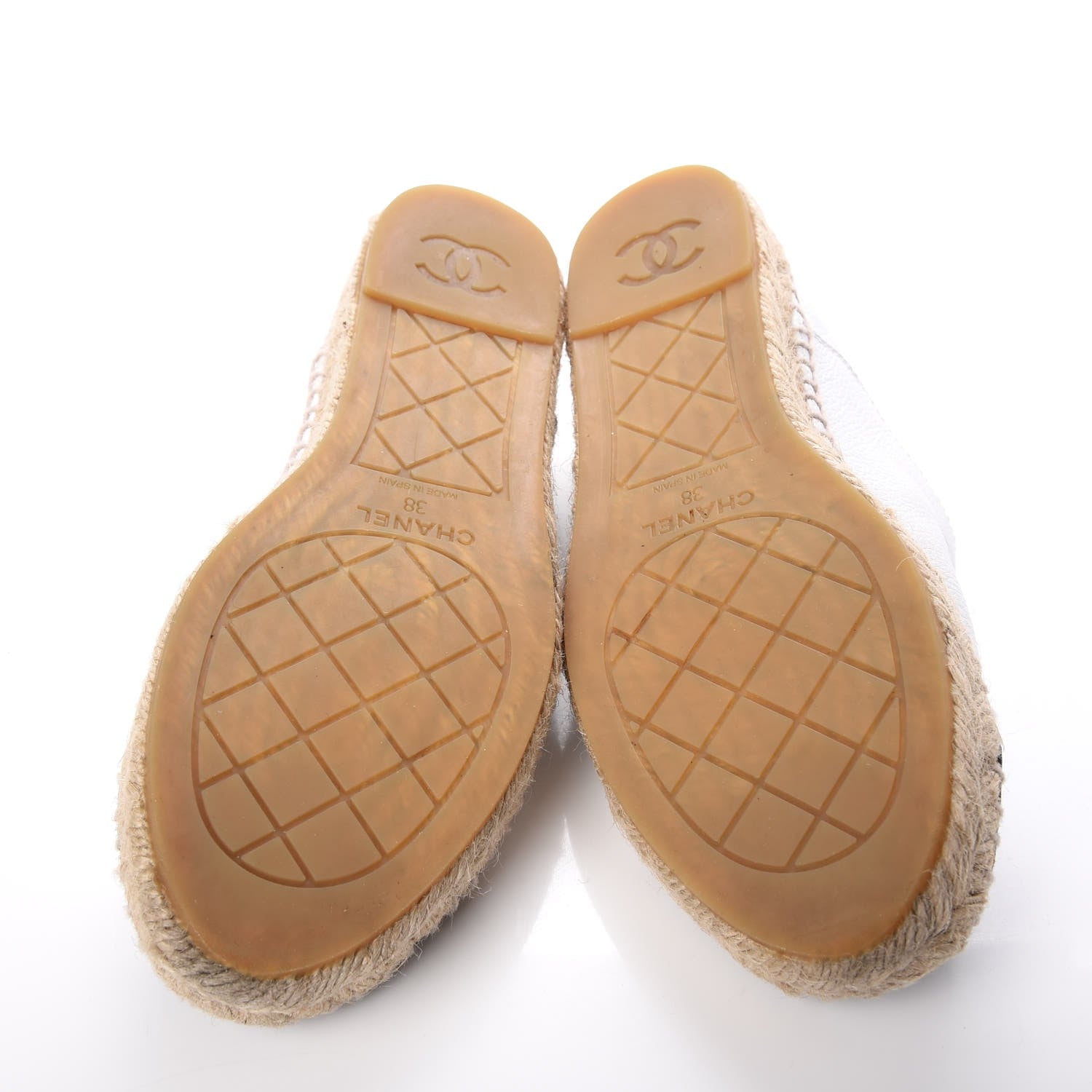 Chanel Grained Calfskin CC Espadrilles 38 White Black 5 of 7