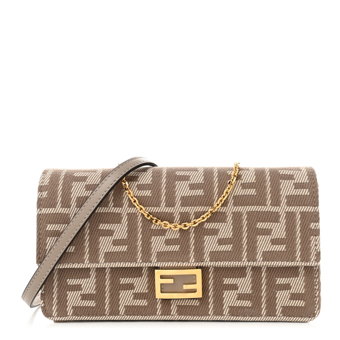 Jacquard Denim Effect FF 1974 Wallet On Chain White Dove
