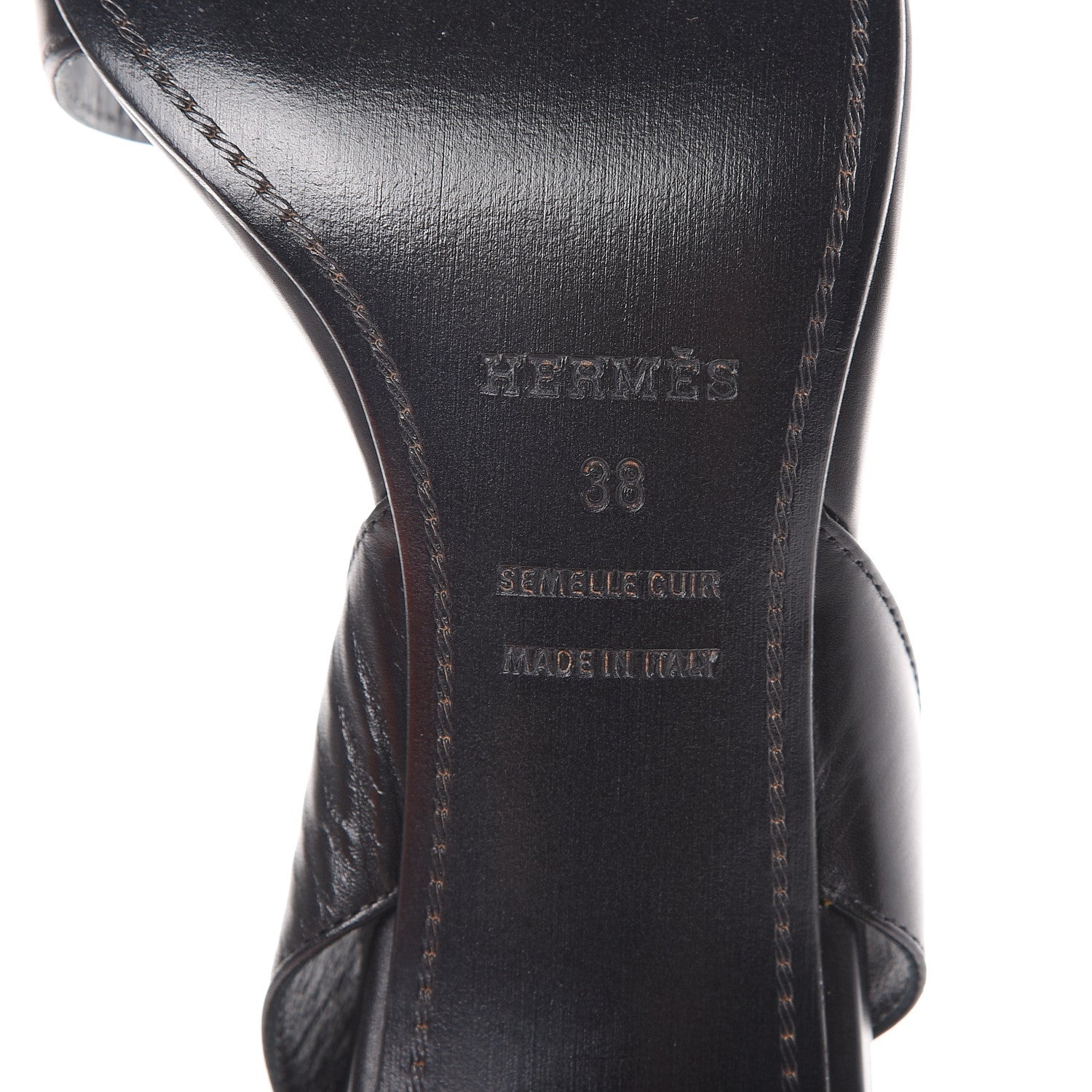 Hermes Calfskin Premiere Sandals 38 Black 8 of 9