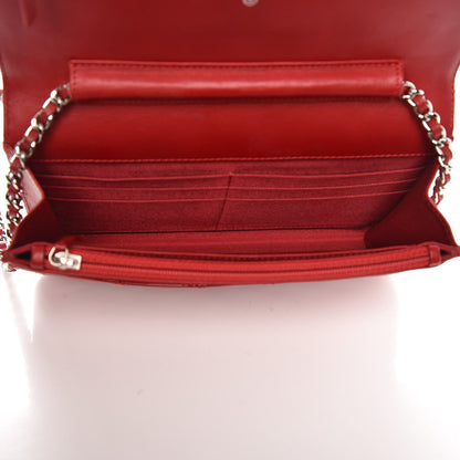 Chanel Patent Quilted Wallet On Chain WOC Red 5 of 9