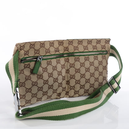 Gucci GG Monogram Web Double Pocket Belt Bag Green 3 of 7