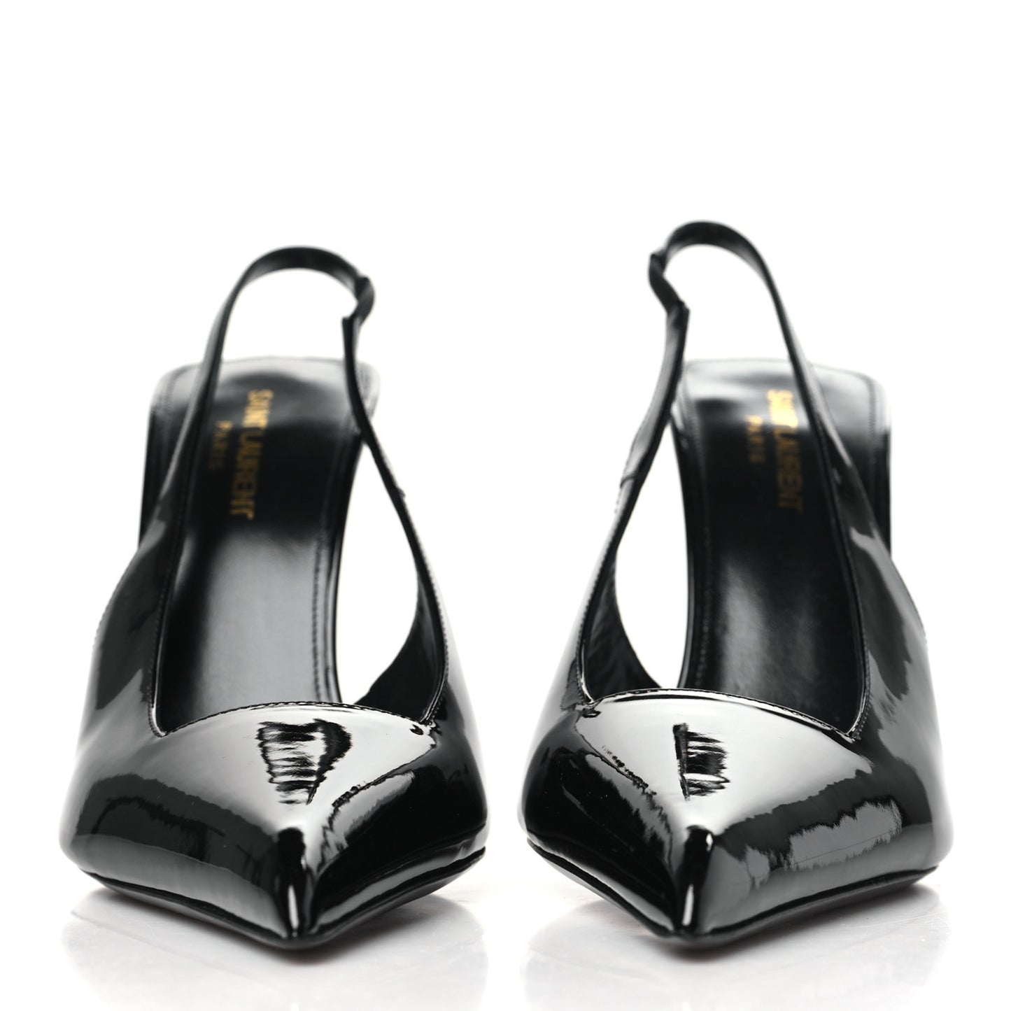 Patent Calfskin Kiss 105 Slingback Pumps 40 Black