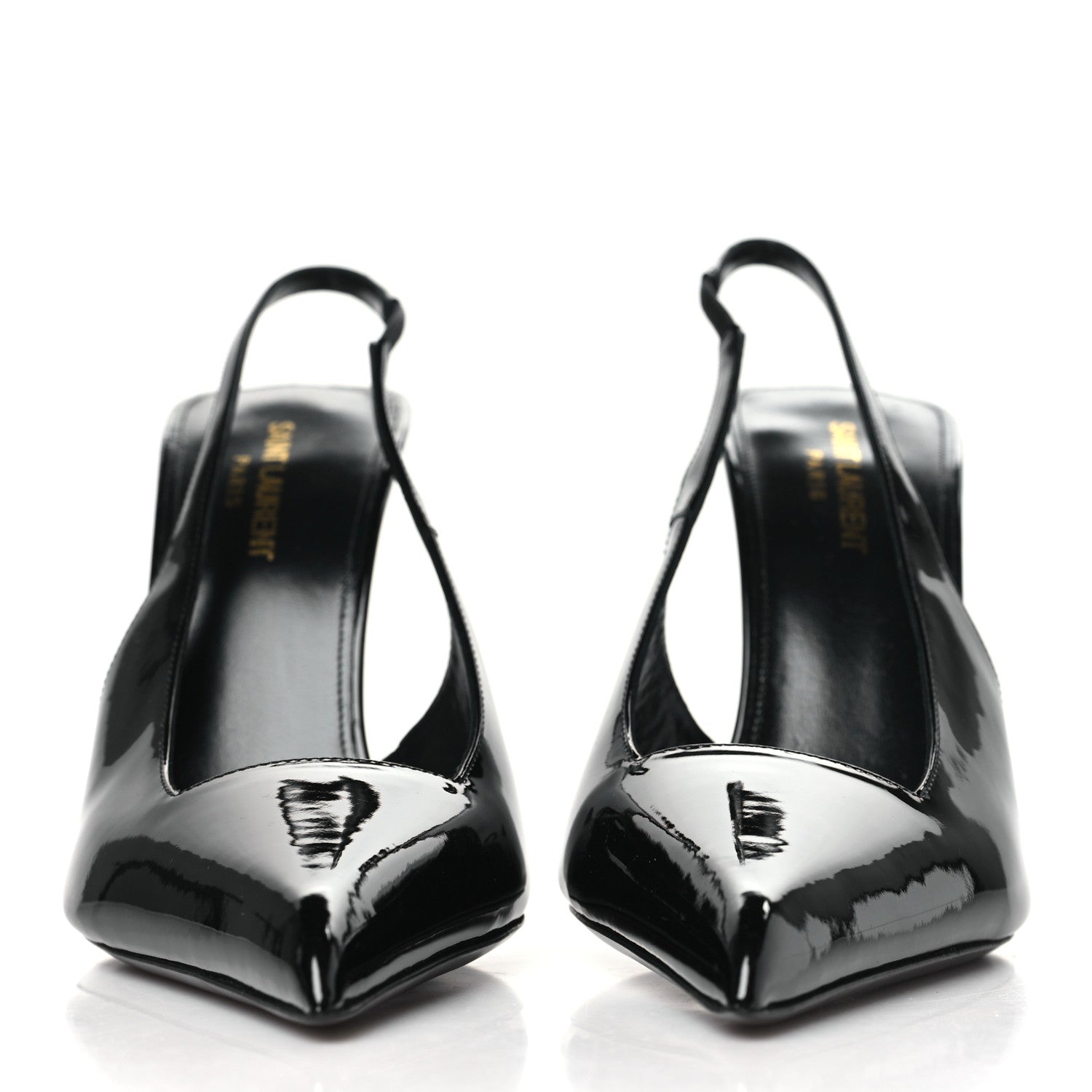 Saint Laurent Patent Calfskin Kiss 105 Slingback Pumps 40 Black 2 of 10