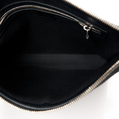 Gucci Monogram Jumbo GG Textured Dollar Calfskin Wristlet Messenger Bag Black 5 of 11