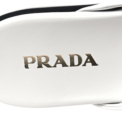 Prada Nappa Logo Quilted Criss Cross Slide Sandals 41 White 7 of 8