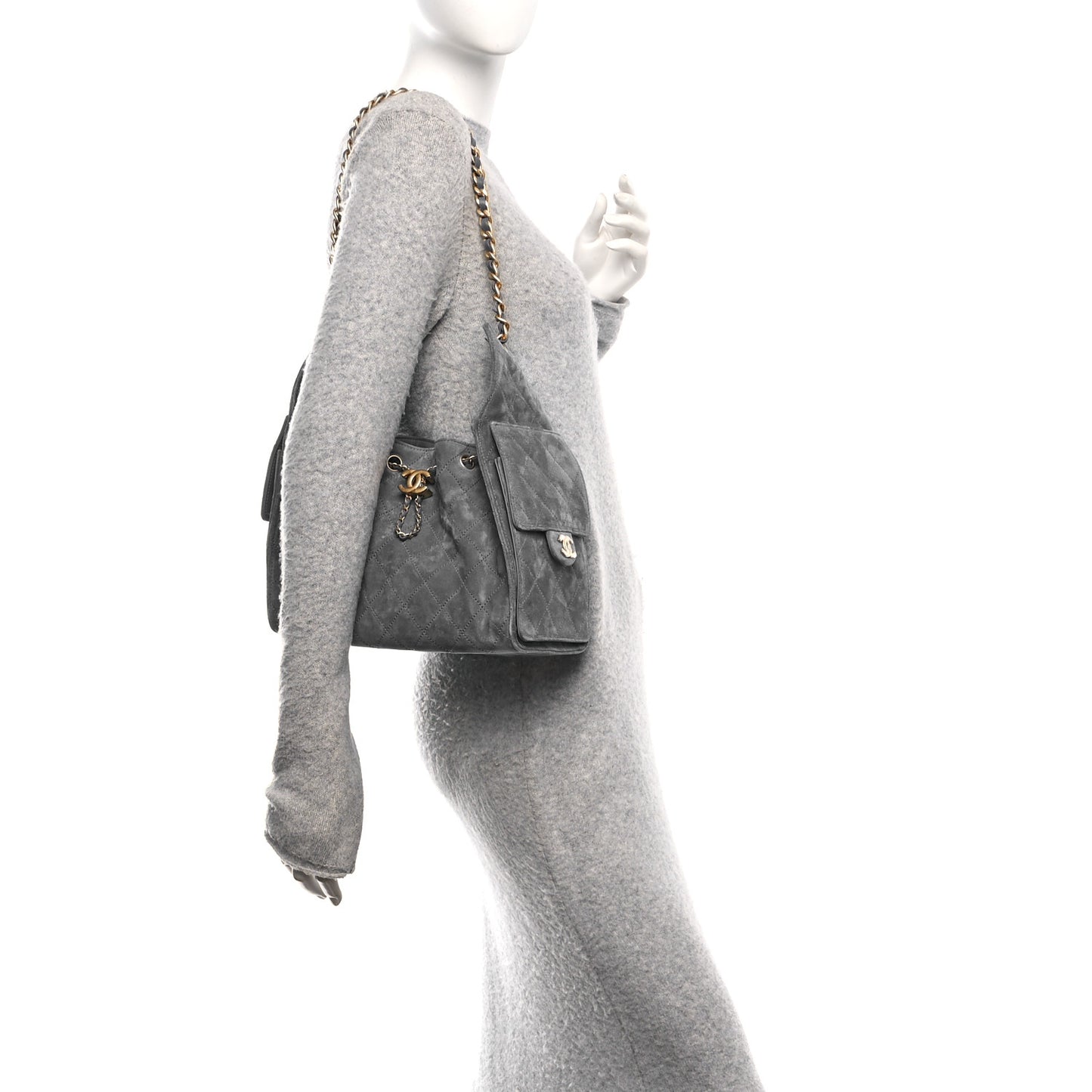 Suede Quilted Small Chanel 25 Handbag Blue