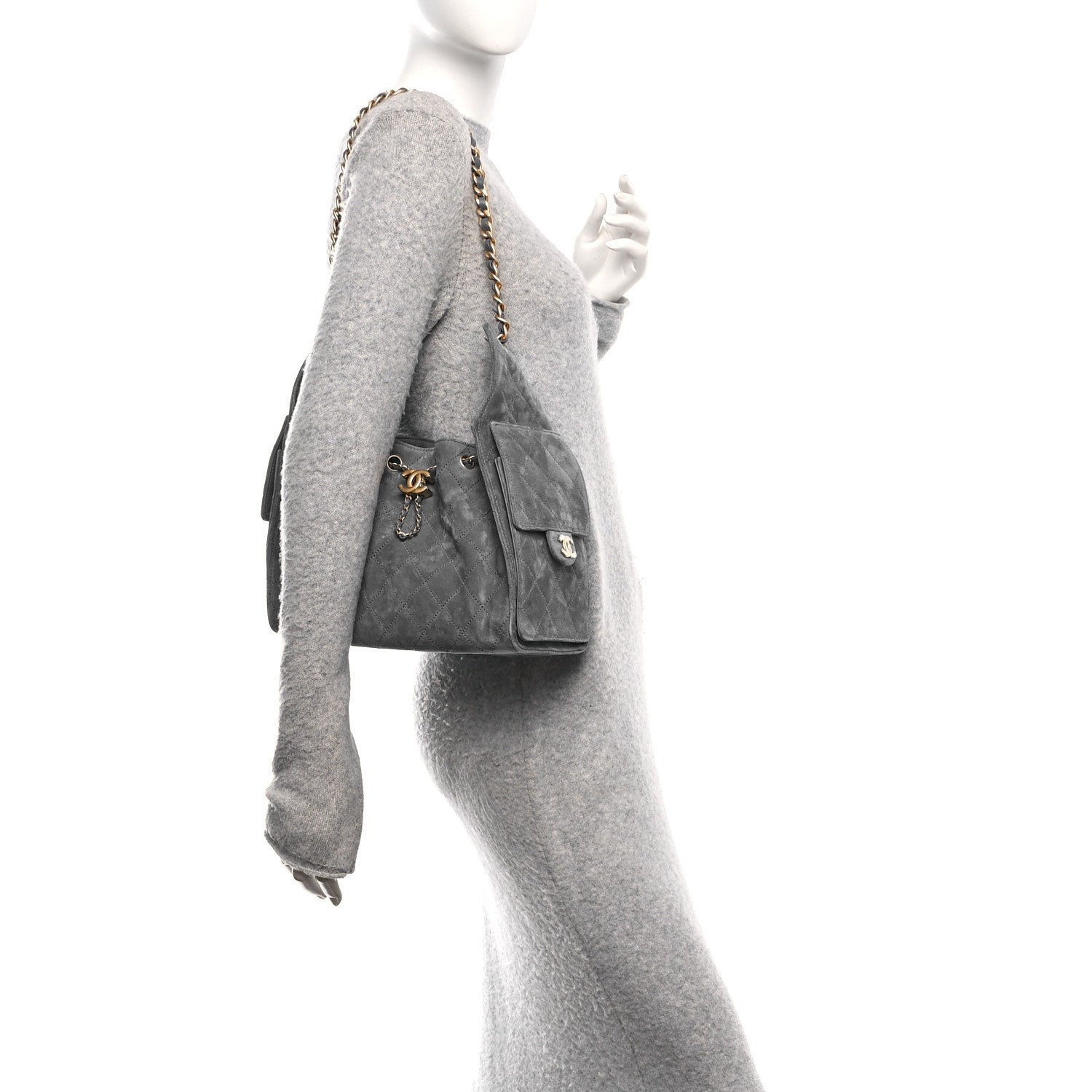 Chanel Suede Quilted Small Chanel 25 Handbag Blue 2 of 11
