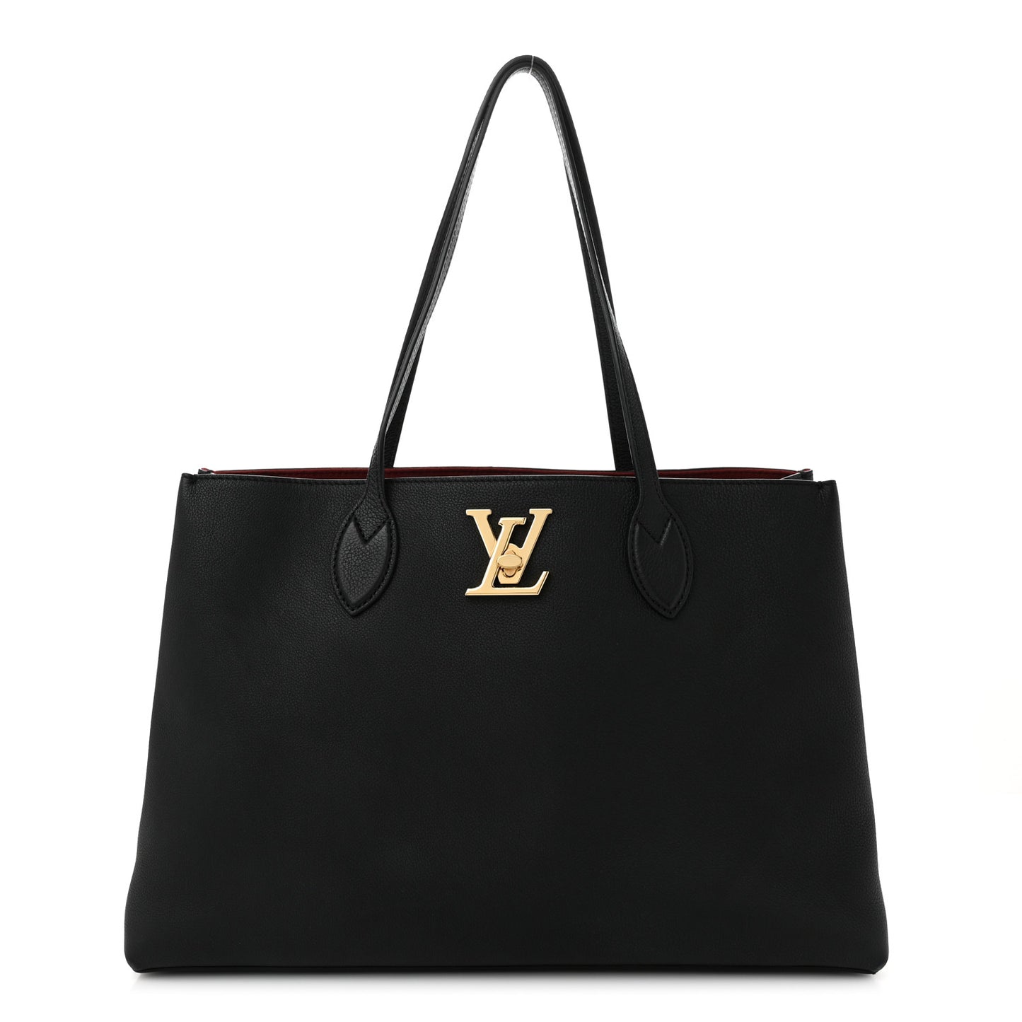 Grained Calfskin Lockme Shopper Black