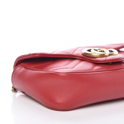 Gucci Calfskin Matelasse Super Mini GG Marmont Shoulder Bag Hibiscus Red 8 of 10