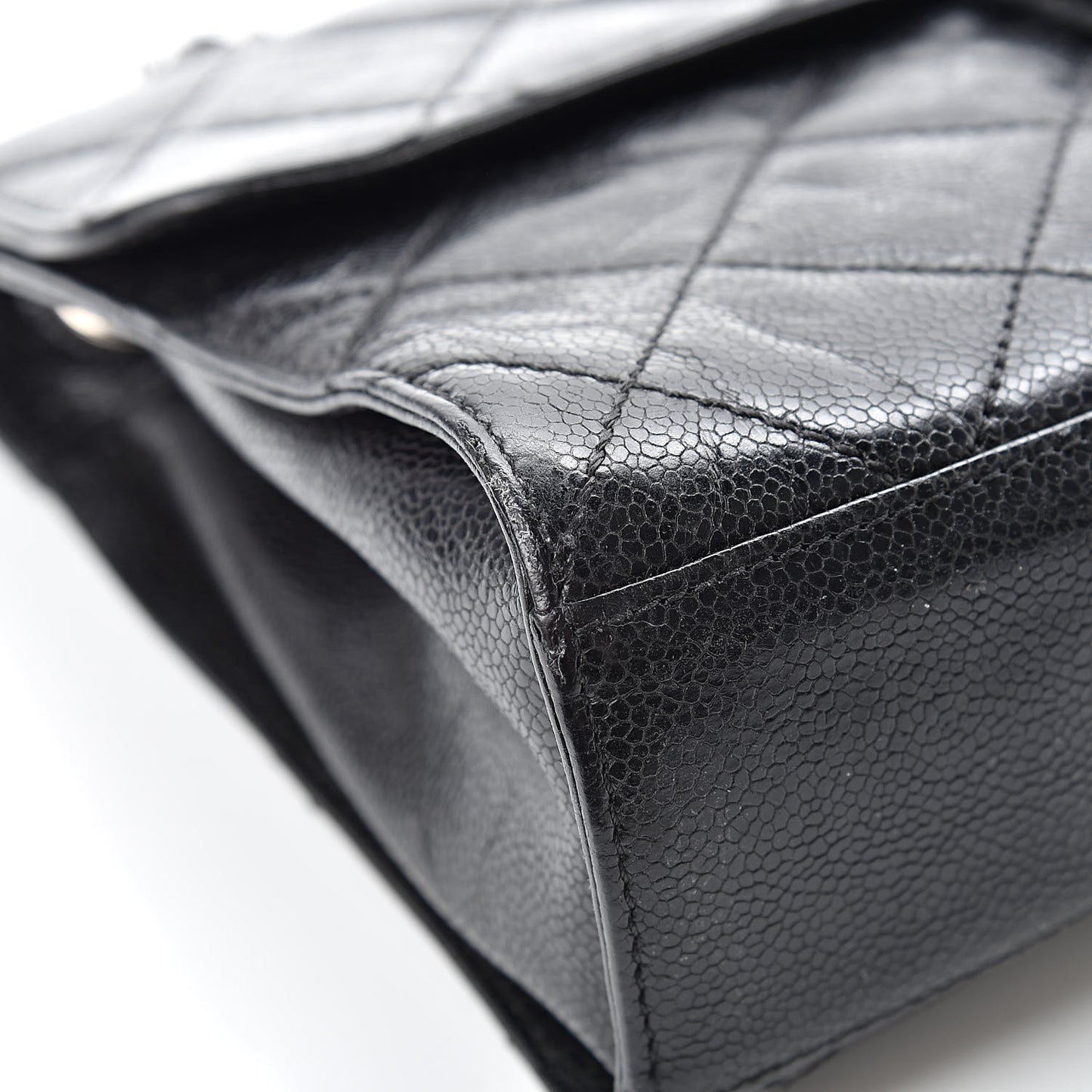 Crumpled Grained Calfskin Medium CC Crave Flap Black