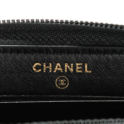Chanel Lambskin Quilted Small Boy Zip Around Wallet Black 6 of 8