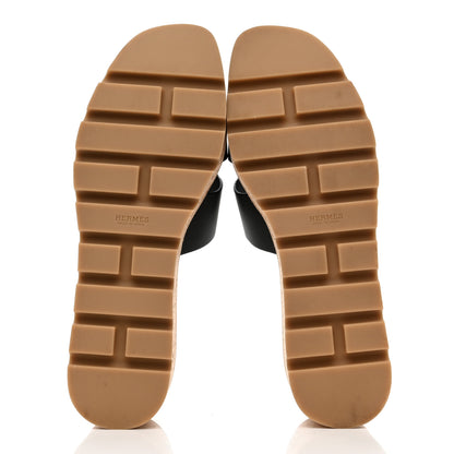 Hermes Calfskin Cork Eze 30 Sandals 41 Black 5 of 8