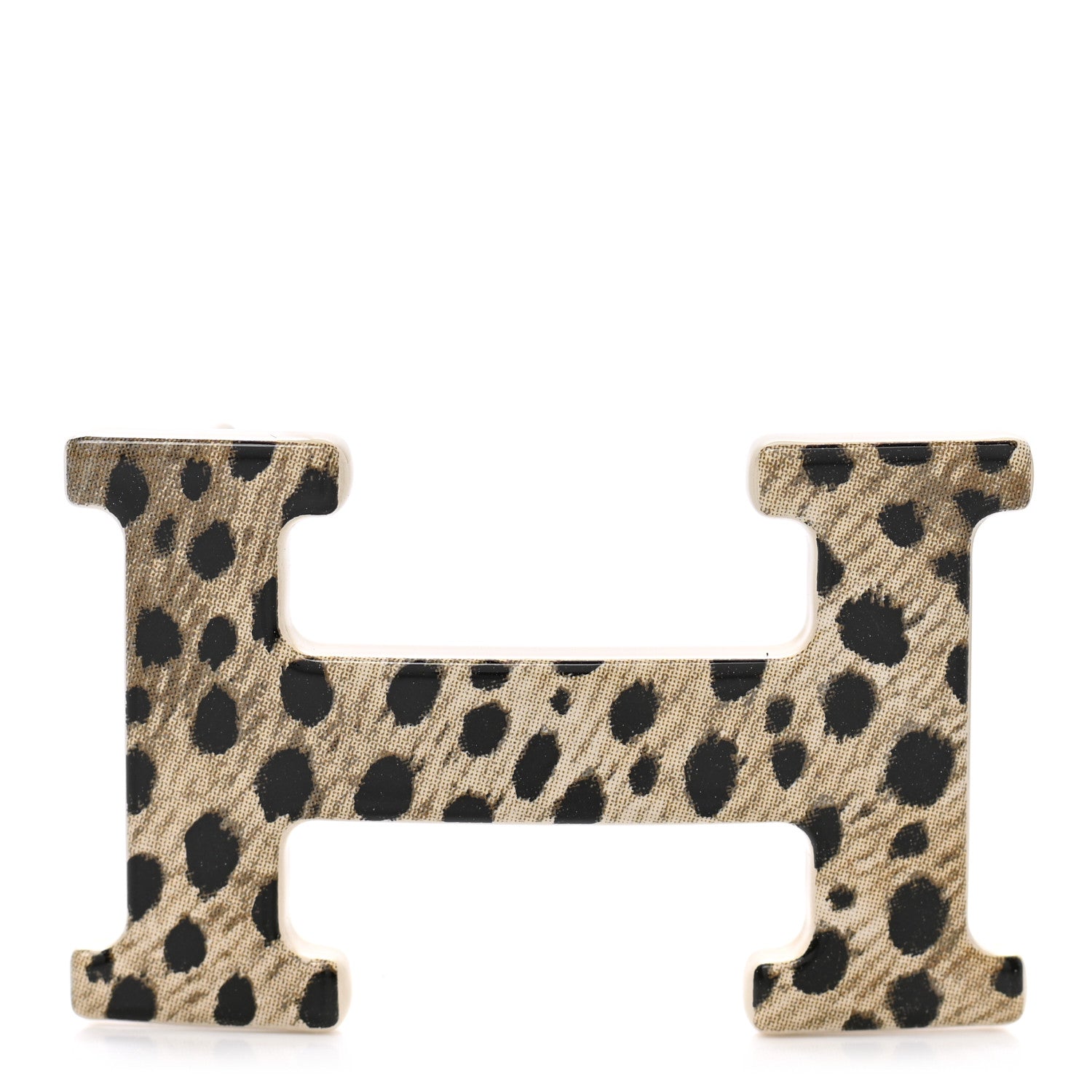 Hermes Enameled Steel Printed 24mm Felines H Email Belt Buckle Leopardus 1 of 4