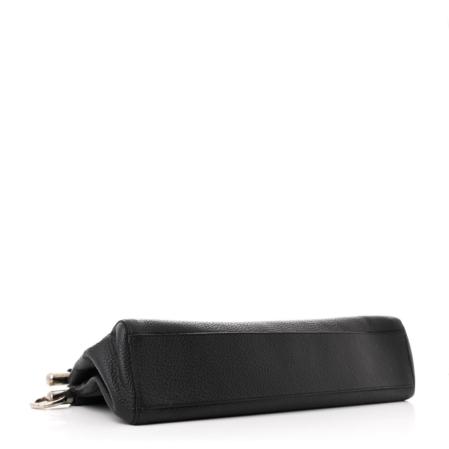 Vitello Daino Steel Handle Clutch Black