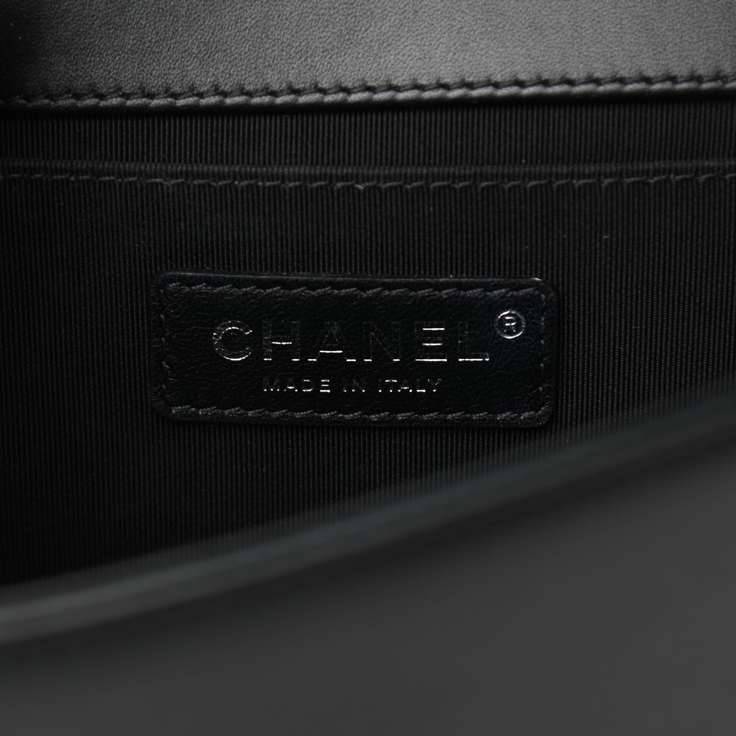 Chanel Calfskin Painted Chevron Embossed Medium Boy Flap Black 6 of 7