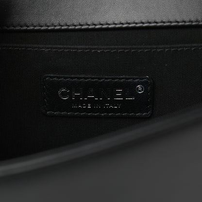 Chanel Calfskin Painted Chevron Embossed Medium Boy Flap Black 6 of 7