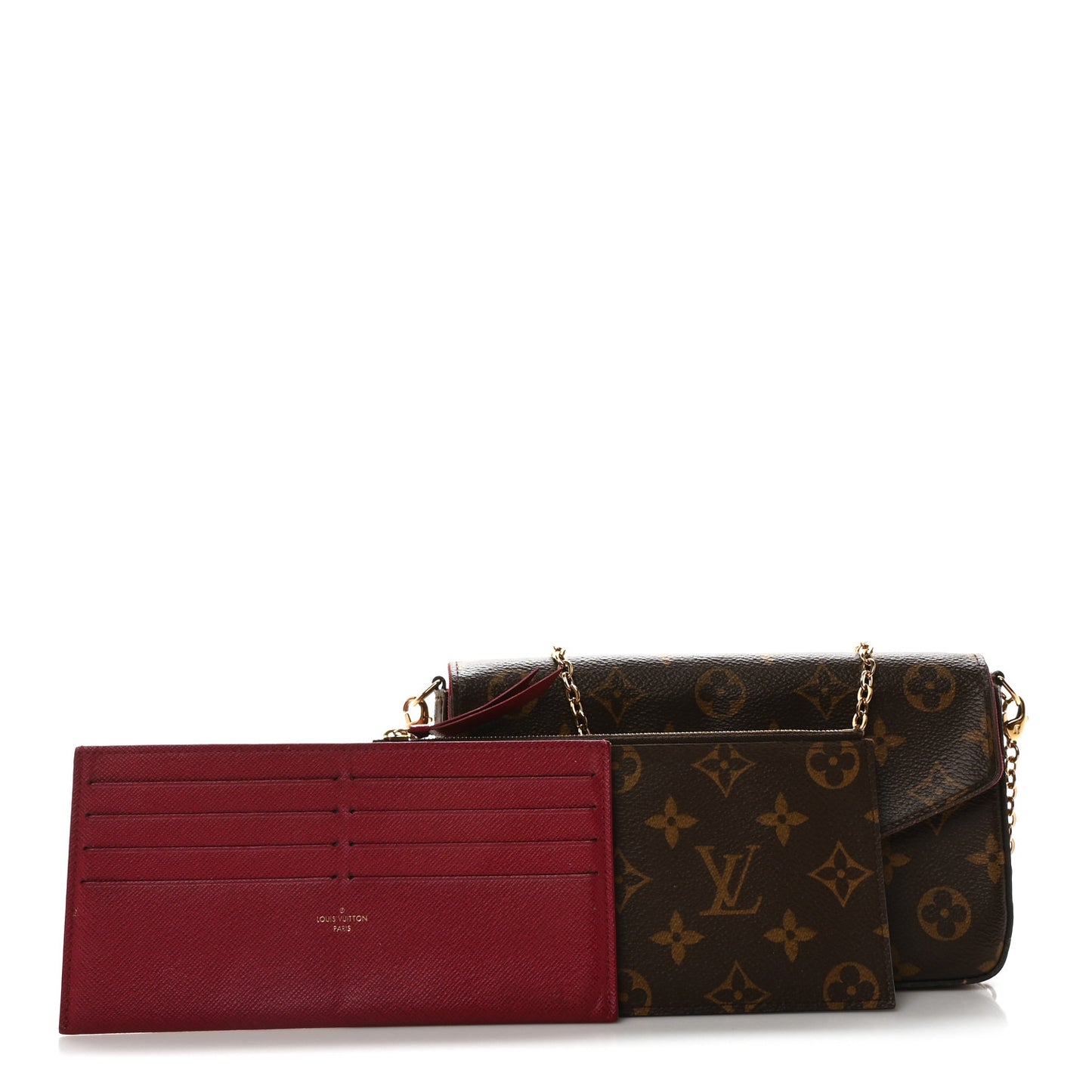 Monogram Pochette Felicie Chain Wallet Fuchsia