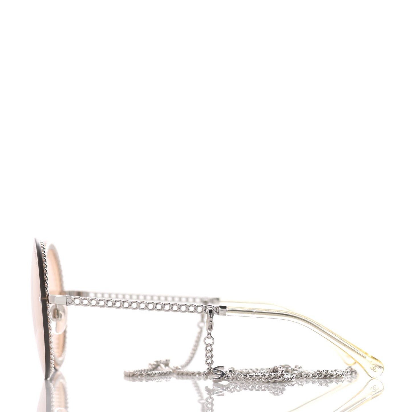 Chain Round Sunglasses 4245 Brown Silver