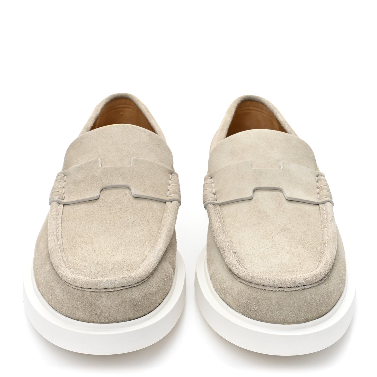 Suede Goatskin Mens Guillaume Loafers 43.5 Beige Argile
