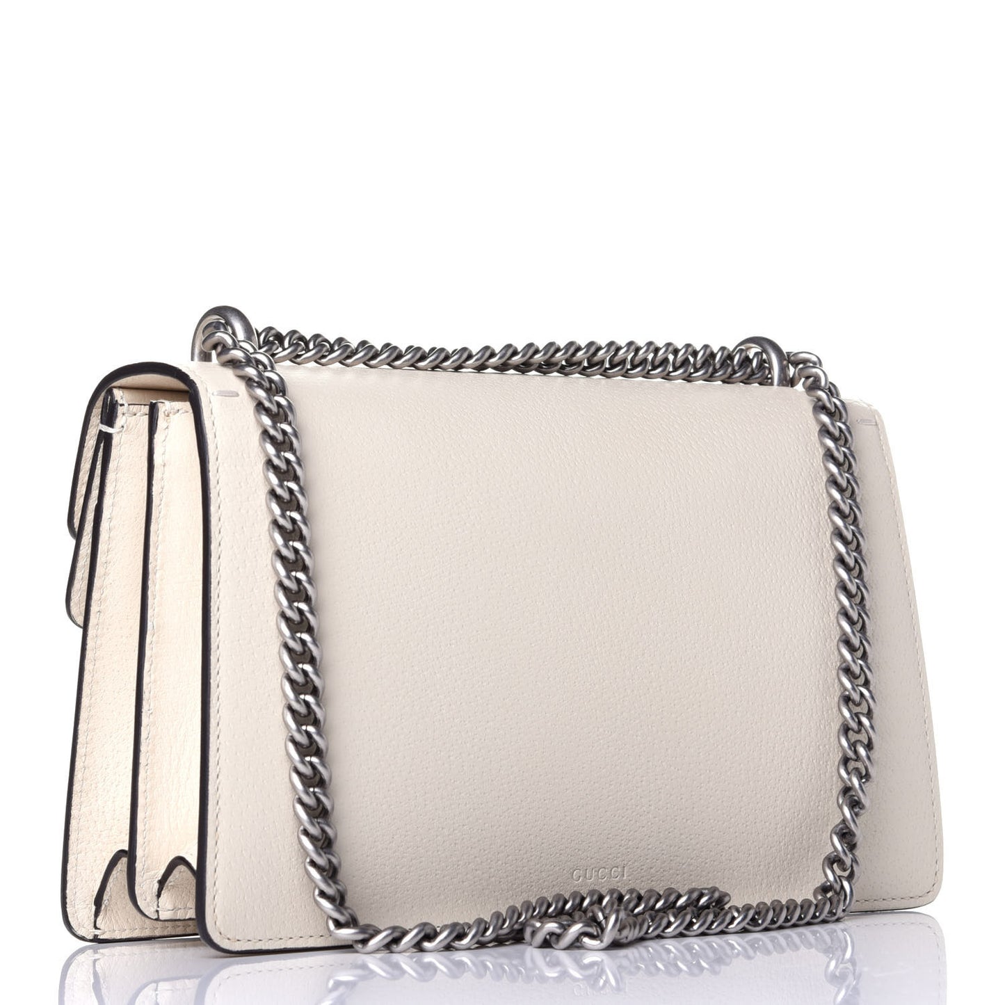 Textured Calfskin Crystal Small Dionysus Shoulder Bag Mystic White