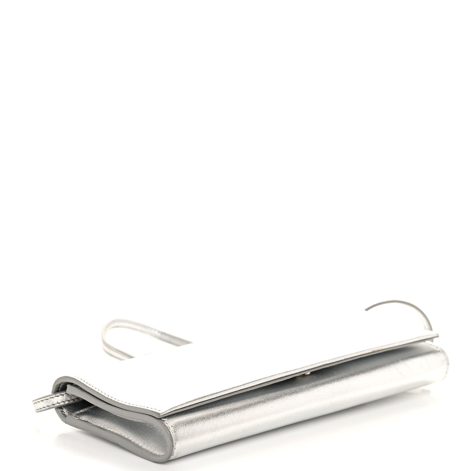 Saint Laurent Metallic Nappa Silk Fetiche Clutch Argento 4 of 11