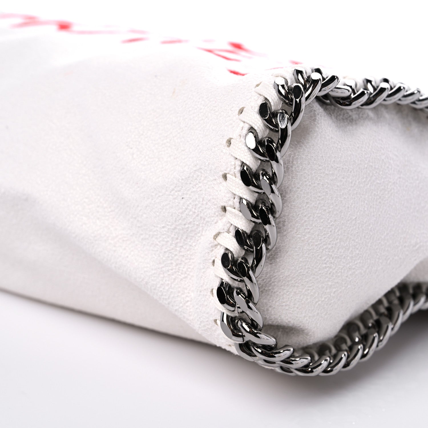 Stella McCartney X ED CURTIS Shaggy Deer Logo Embroidered Mini Falabella Fold Over Tote White 9 of 9