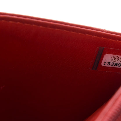 Chanel Lambskin Camellia Embossed Wallet On Chain WOC Red 11 of 14