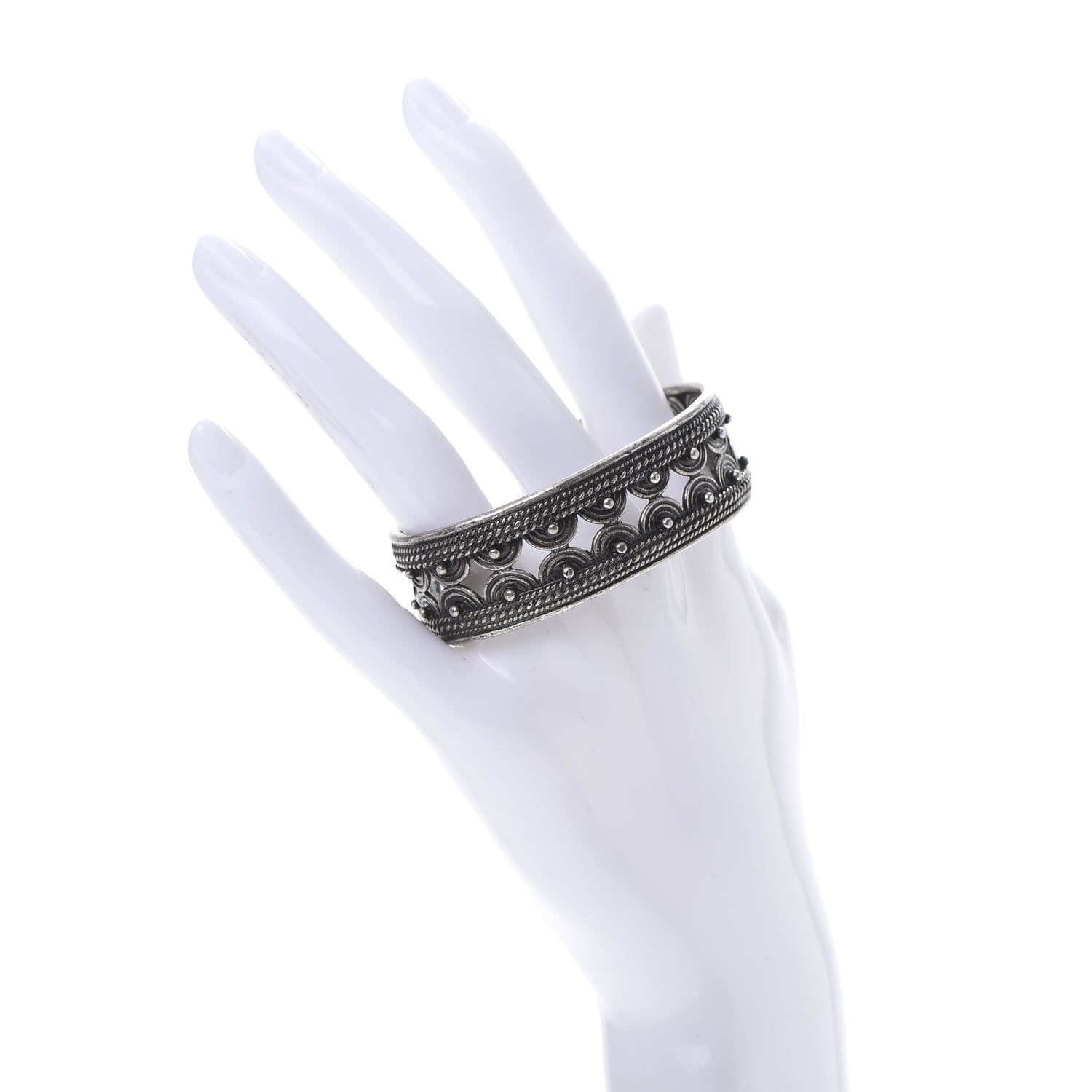 Saint Laurent Brass Marrakech Cuff Bracelet Silver 2 of 4